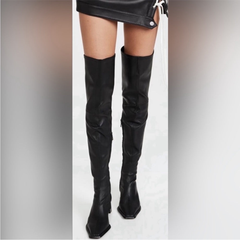 Alexander Wang Aldrich 55 Black Nappa OTK Leather Boots Heels Shoes New $1055